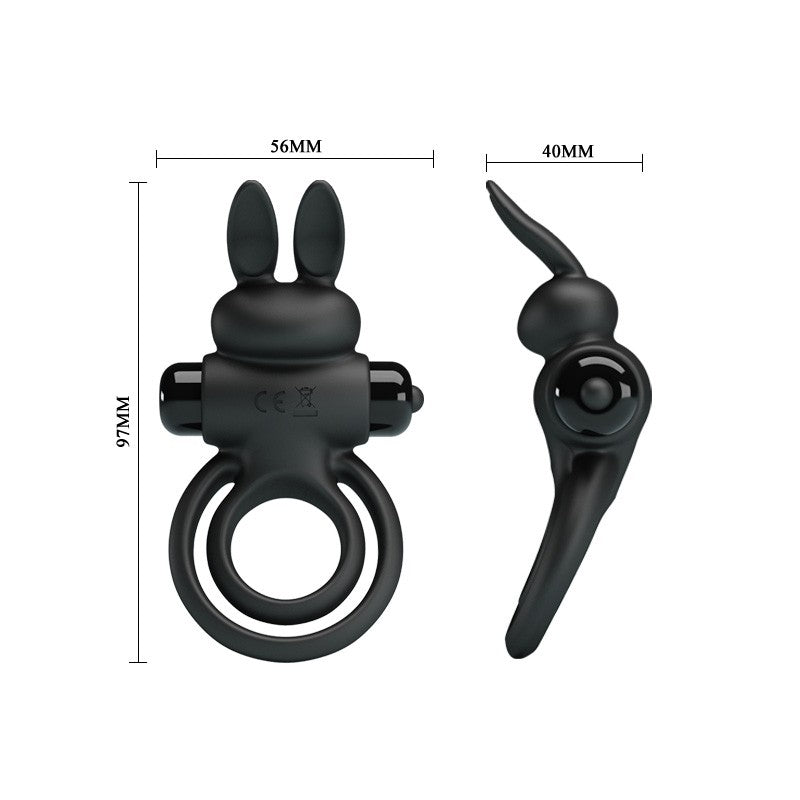 Darey Anillo Conejito Vibrador Doble - Negro