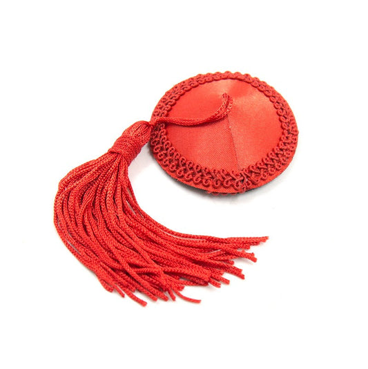 Pezoneras Satinadas con Borlas Rojas
