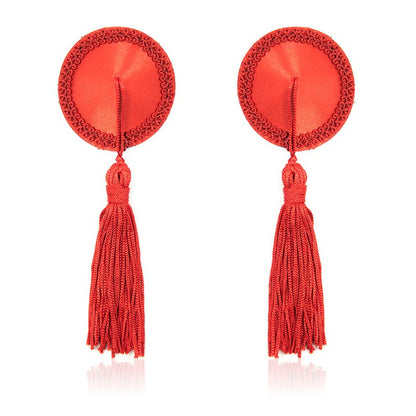 Pezoneras Satinadas con Borlas Rojas