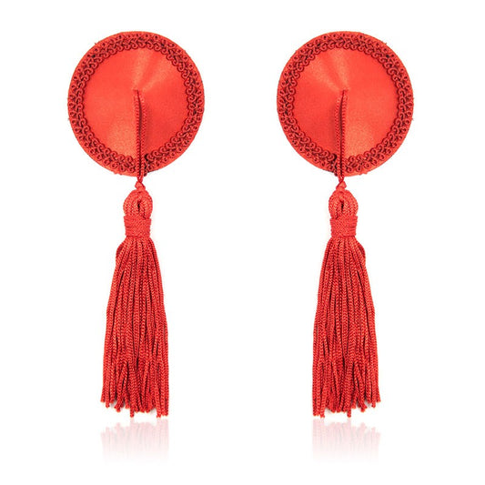 Pezoneras Satinadas con Borlas Rojas