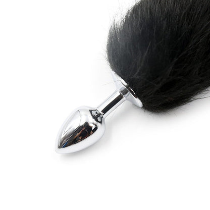 Cola de Zorro con Plug de Metal 75 cm - Negro