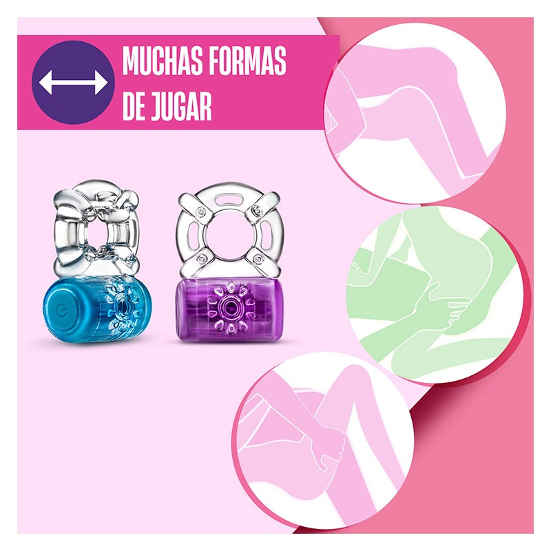 Pleaser Anillo Vibrador Recargable - Azul