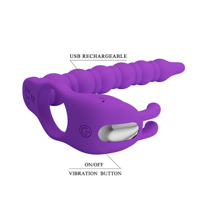 Blackney Anillo Vibrador para Doble Penetración - Morado