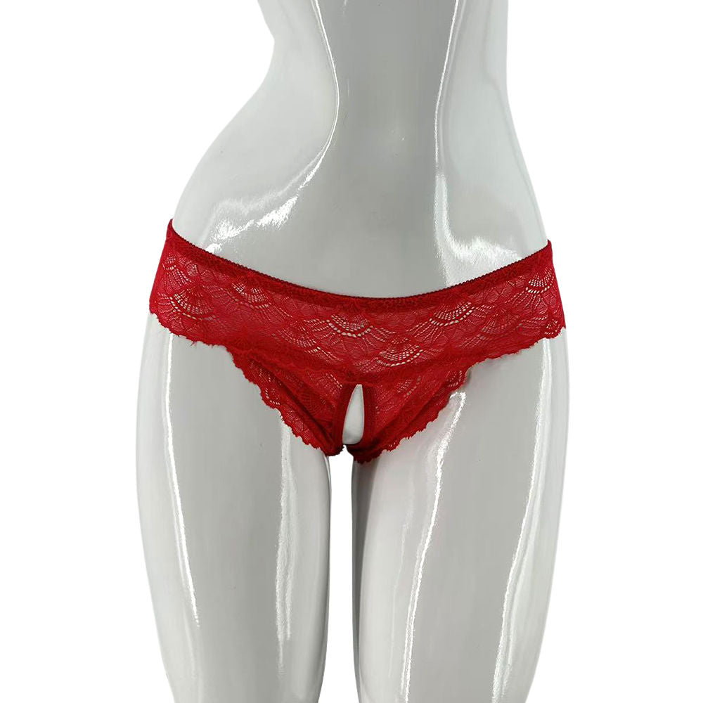 Elisa Pantaleta Abierta de Encaje Rojo