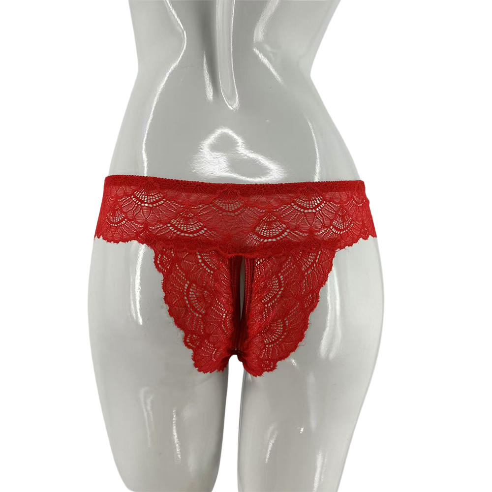 Elisa Pantaleta Abierta de Encaje Rojo
