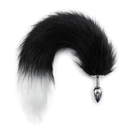 Cola de Zorro con Plug de Metal - Negro 41 cm