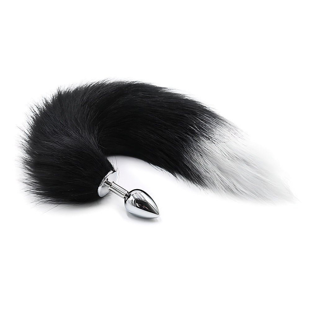 Cola de Zorro con Plug de Metal - Negro 41 cm