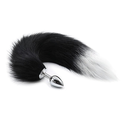 Cola de Zorro con Plug de Metal - Negro 41 cm