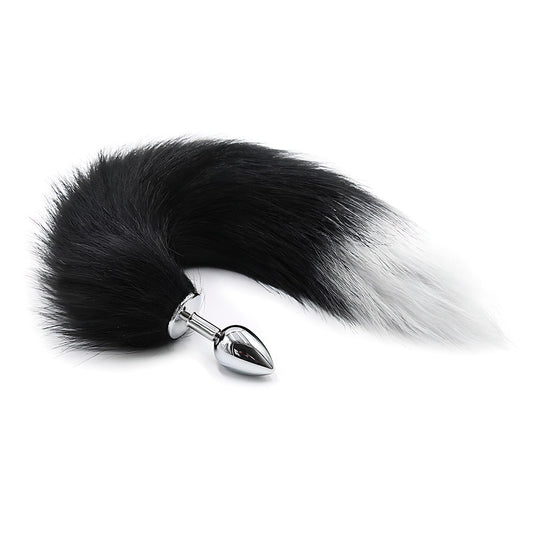 Cola de Zorro con Plug de Metal - Negro 41 cm