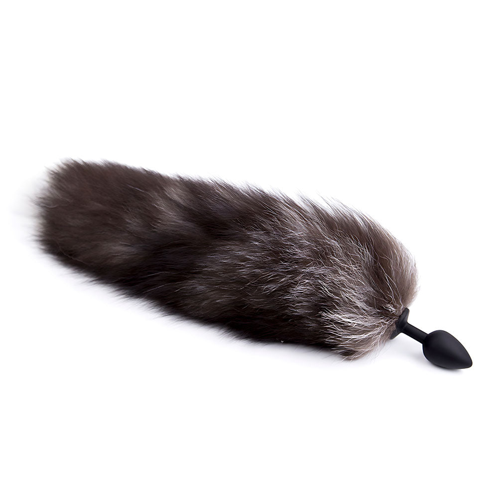 Cola de Zorro con Plug de Silicona - Gris 45 cm
