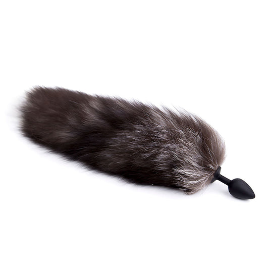 Cola de Zorro con Plug de Silicona - Gris 45 cm