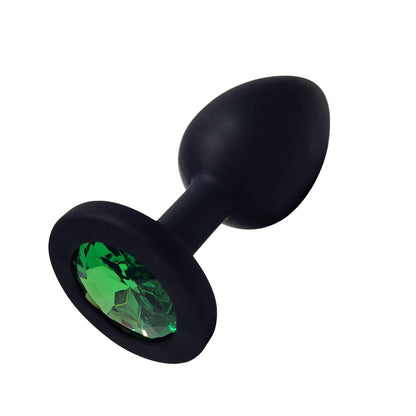 Plug Anal Negro con Joya Verde