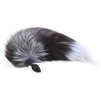 Cola de Zorro con Plug de Silicona - Negro 45 cm