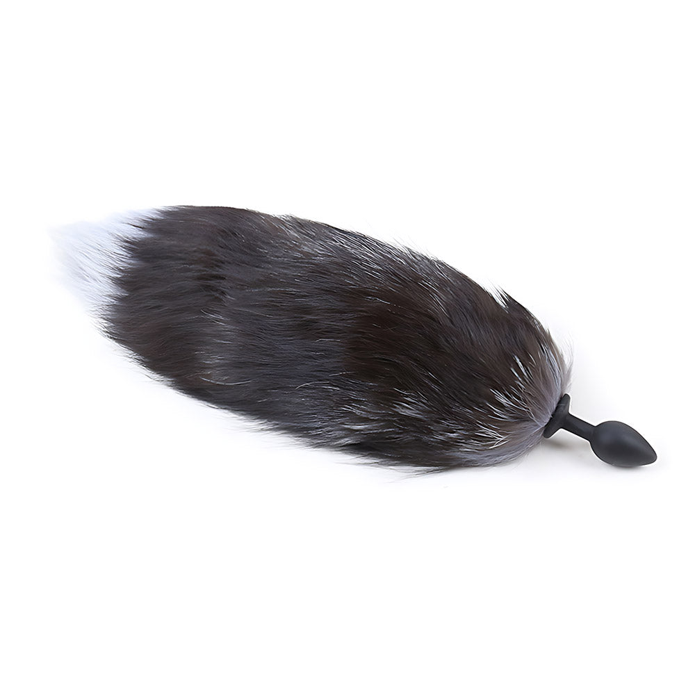 Cola de Zorro con Plug de Silicona - Negro 45 cm